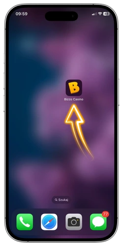 Bizzo Casino app potwierdzenie instalacji ikony PWA na ekranie głównym