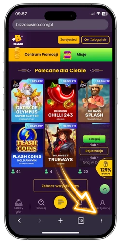Bizzo Casino app otwieranie strony w przeglądarce Chrome lub Opera na Android