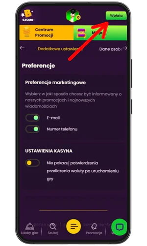 Weryfikacja danych konta i dokonanie pierwszej wpłaty Bizzo